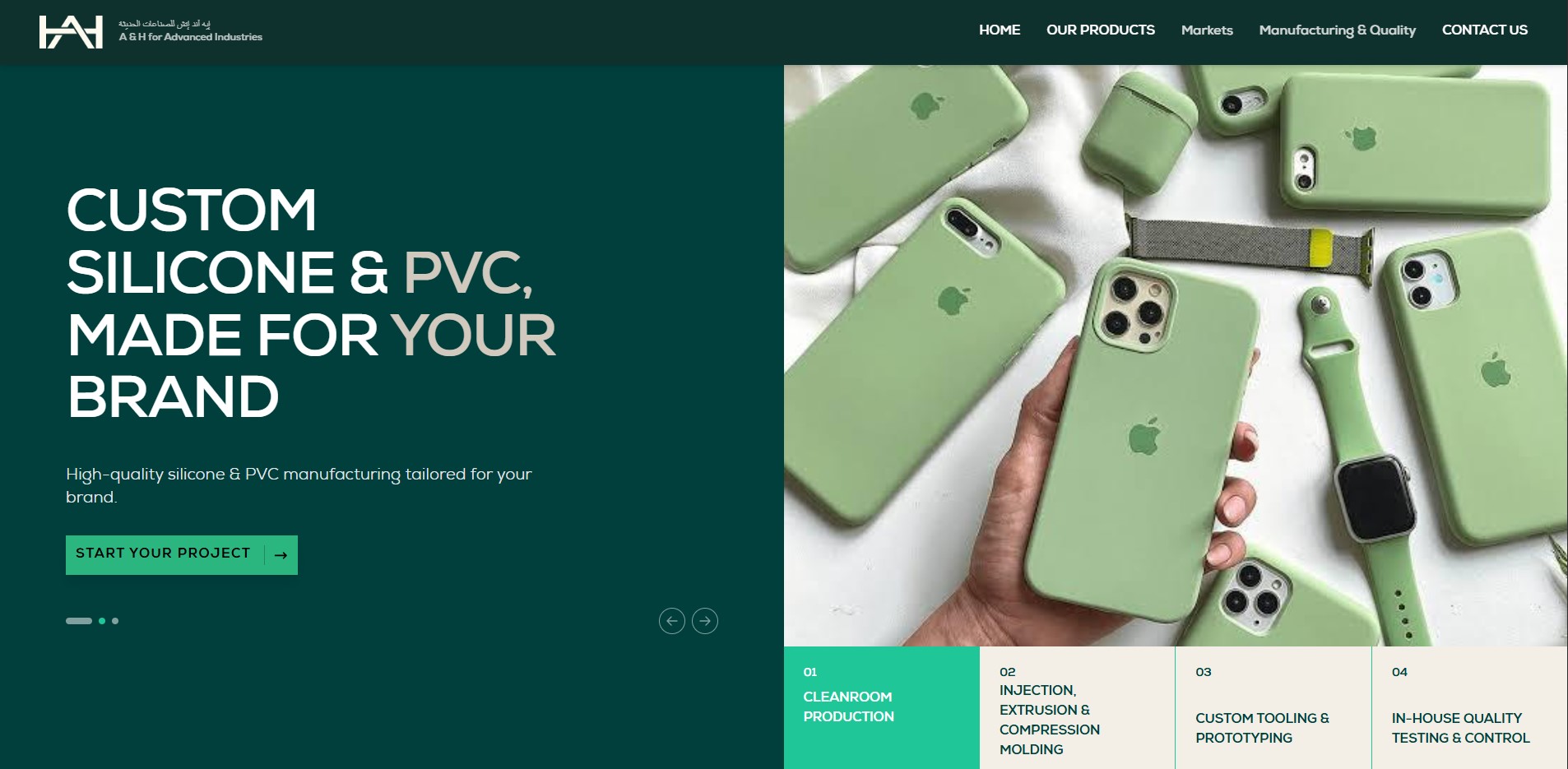 Screenshot of Ahsilicone website